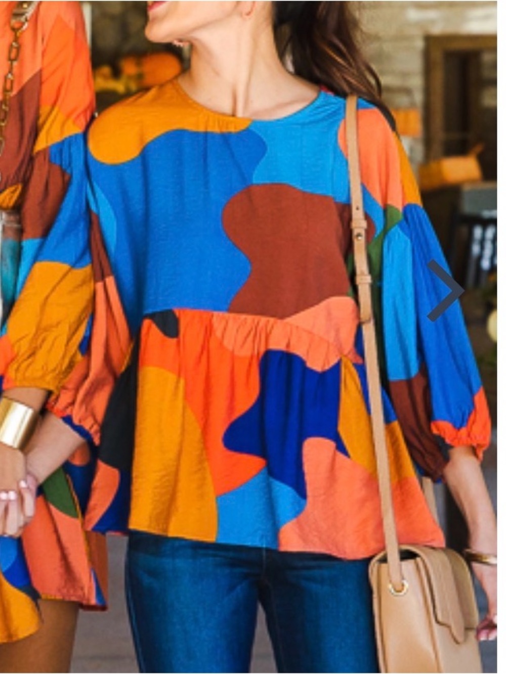 Michelle McDowell Colorblock Peasant Blouse - Multicolor Small